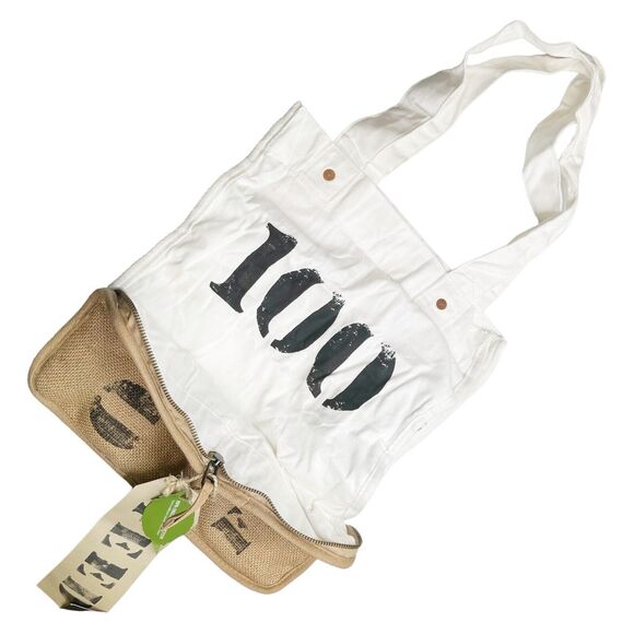 Canvas Tote Bag Feed Project Foldable Cotton Zippered Unique WFP Organic Rare - Picture 3 of 11